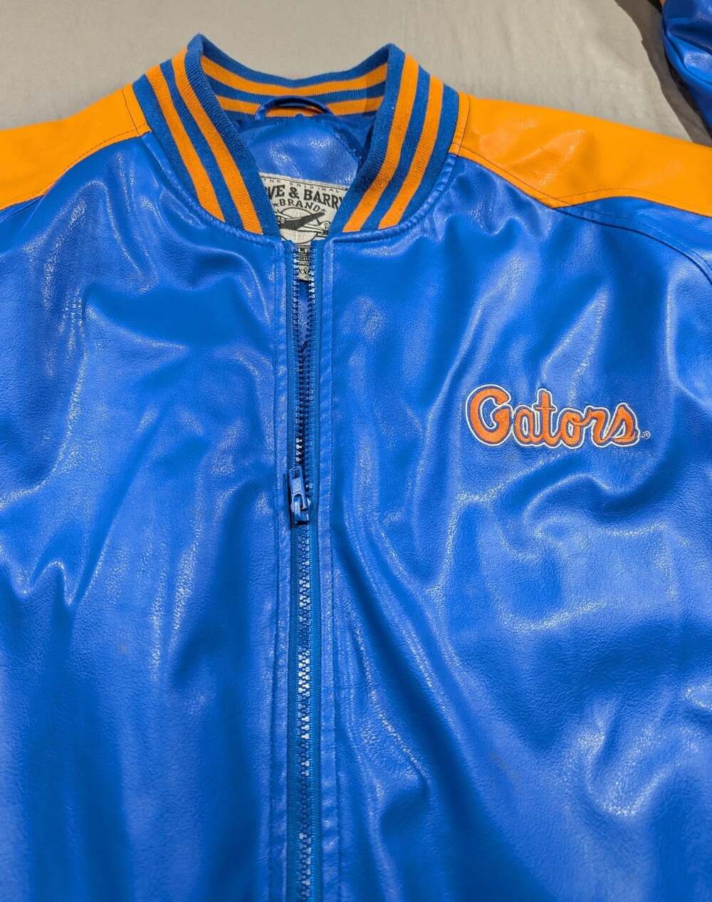 Vintage Steve & Barry's Florida Gators Jacket XXL Blue Orange Faux Leather